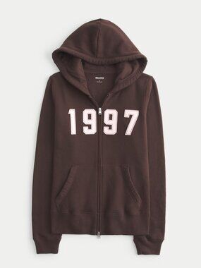 Hollister Slim 1997 Graphic Zip-Up Hoodie Size Small